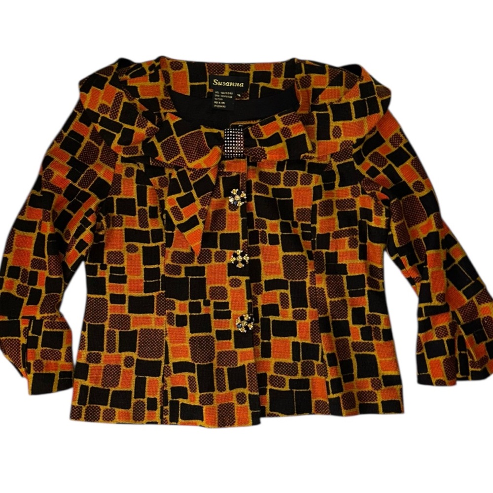 Vintage SUSANNA Retro Colours Bow Collared Dressy Jacket